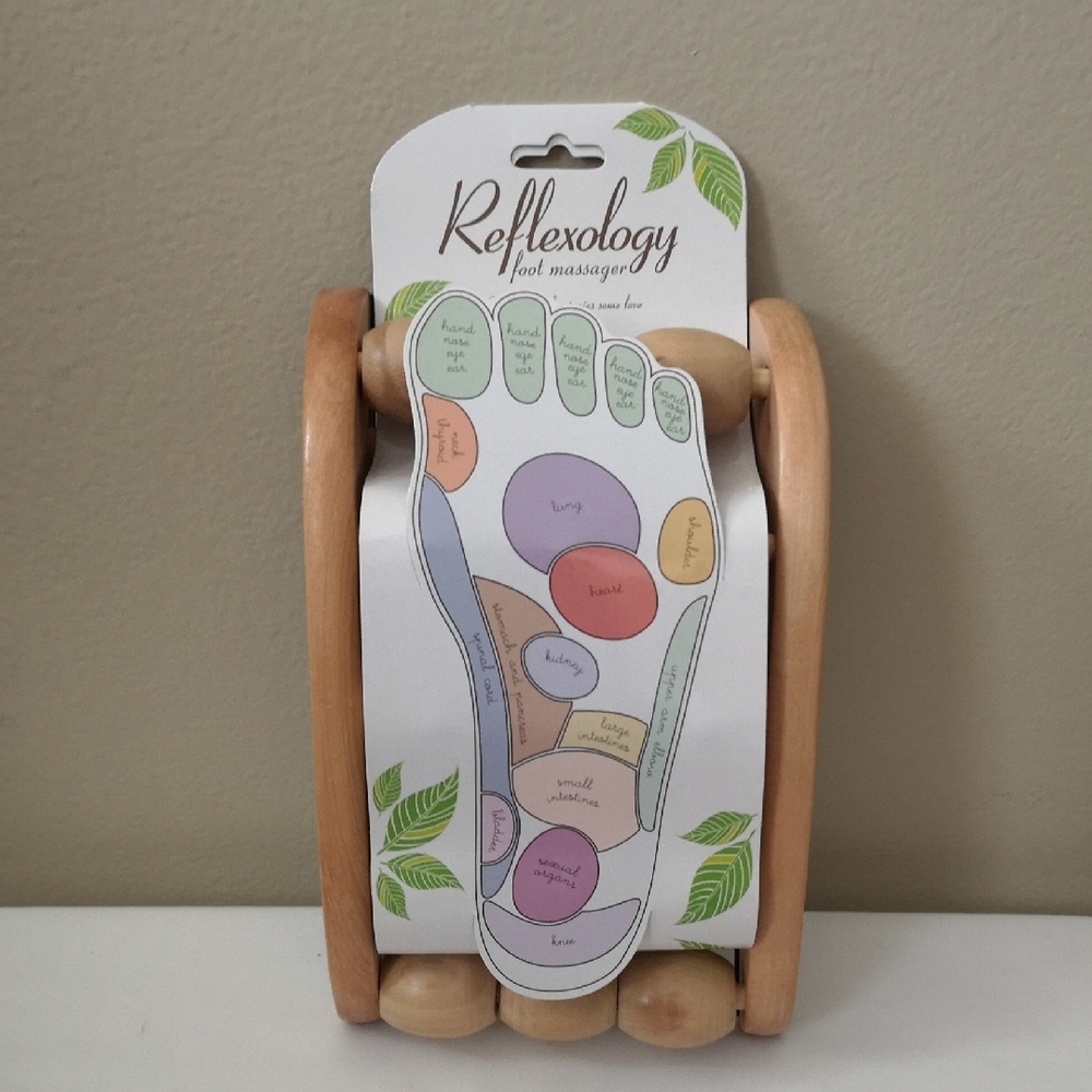 Wooden Reflexology Foot Massager By Spa Pleasures With Non-slip Bottom NEW